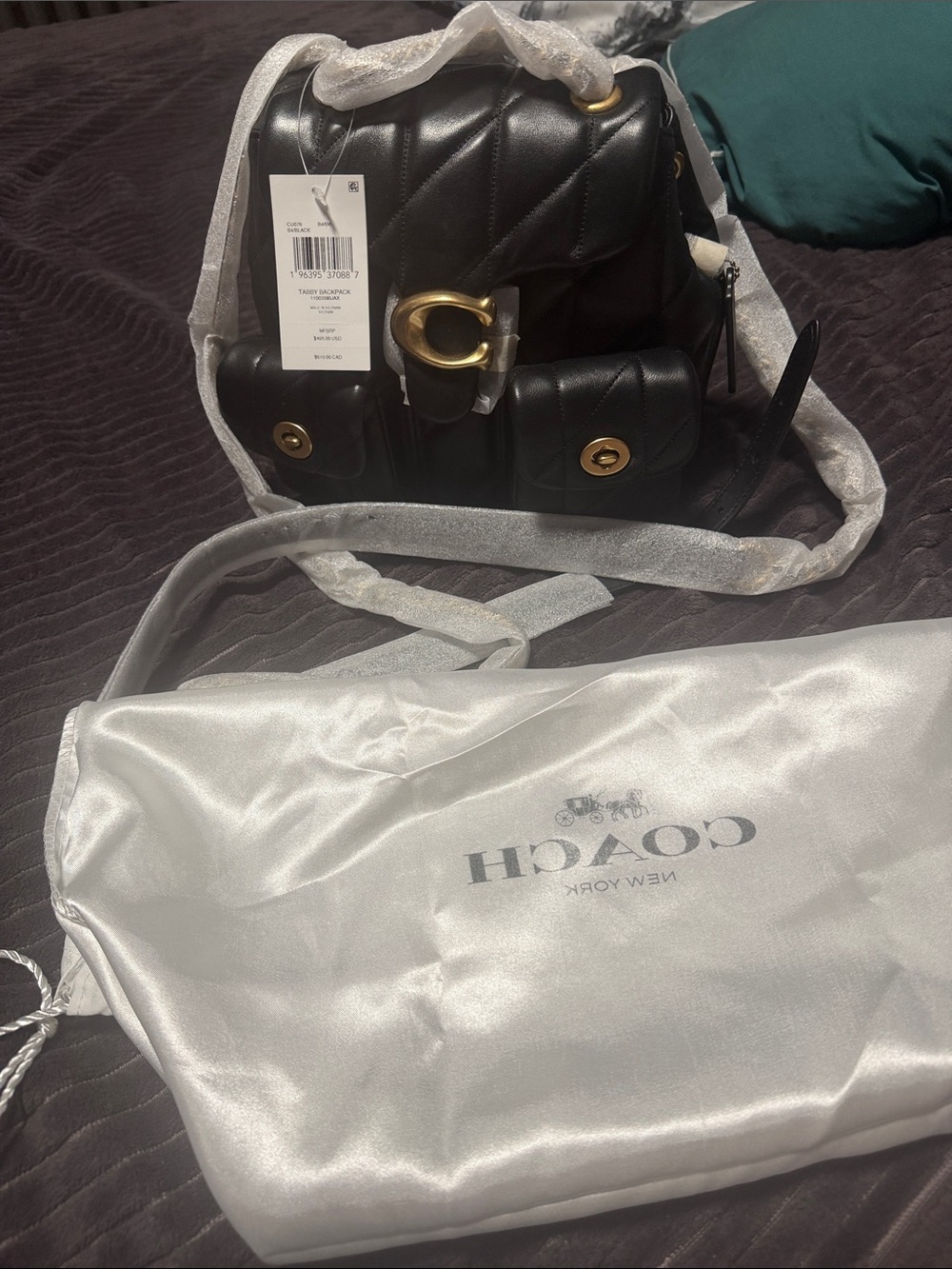 Coach Black Quilted Leather Shoulder Bag with Gold Hardware Accents